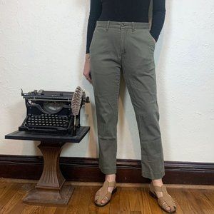 J.Crew green khaki mid rise straight leg trousers flex sutton size 32x30